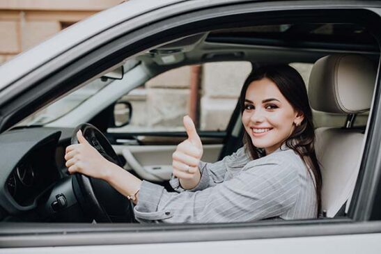 Woman in New Car